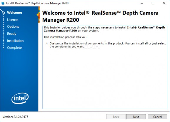 Intel RealSense Depth Camera Manager R200 screenshot
