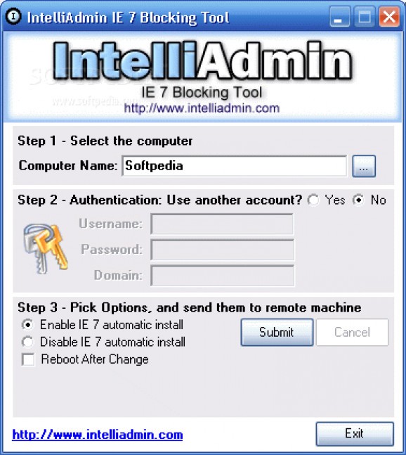 IntelliAdmin IE7 Remote Blocking Tool screenshot