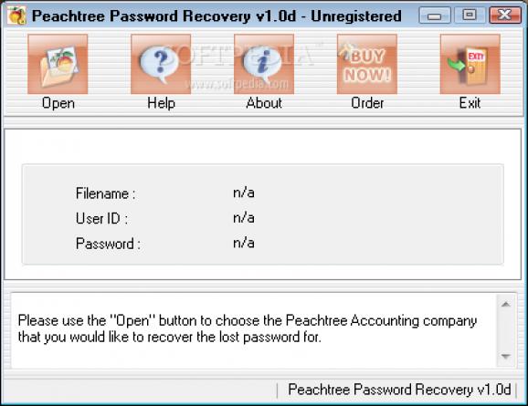 Intelore Peachtree Password Recovery screenshot