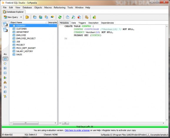 Firebird SQL Studio (formerly Interbase/Firebird Development Studio) screenshot
