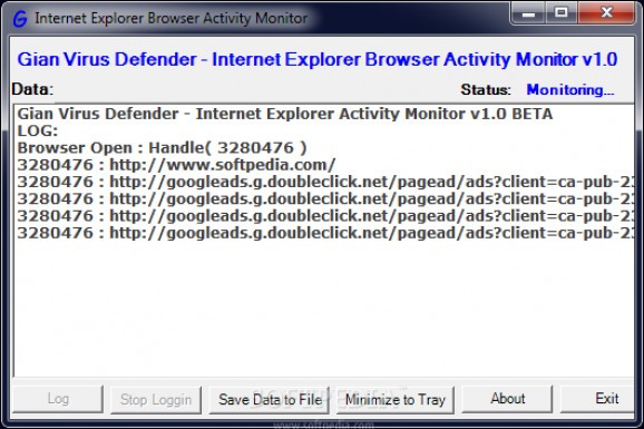 Internet Explorer Browser Activity Monitor screenshot
