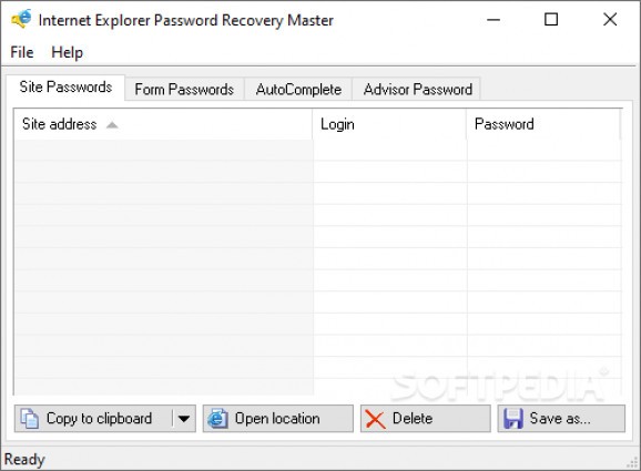 Internet Explorer Password Recovery Master screenshot