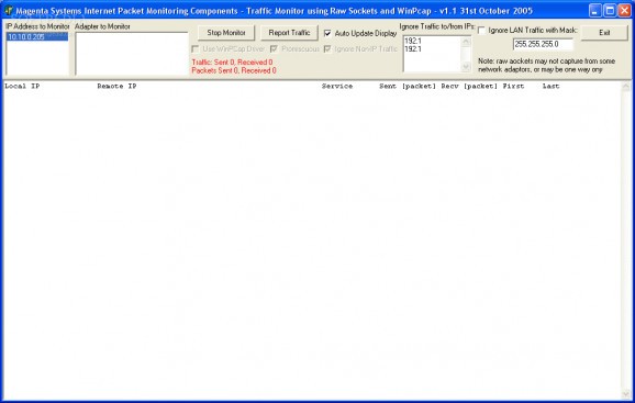 Internet Packet Monitoring Components screenshot