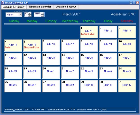 Israel Calendar screenshot