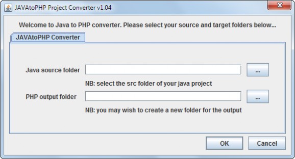 JAVAtoPHP Project Converter screenshot