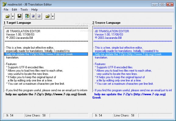 JB Translation Editor screenshot