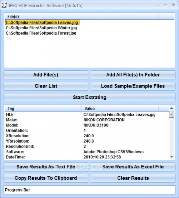 JPEG EXIF Extractor Software screenshot