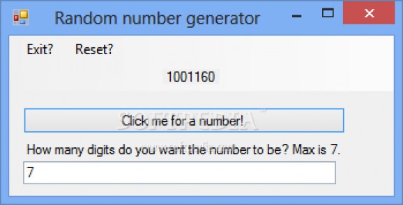Random number generator screenshot