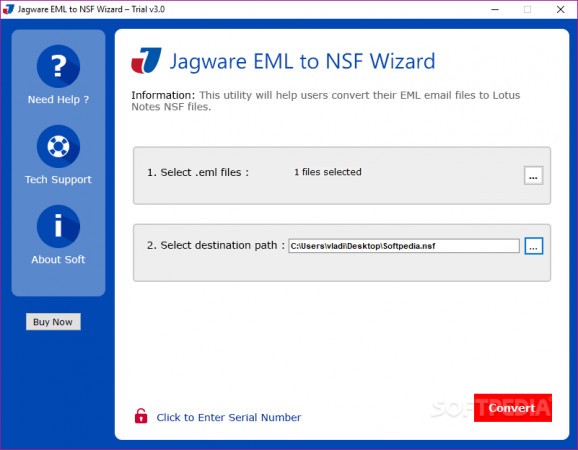 Jagware EML to NSF Wizard screenshot