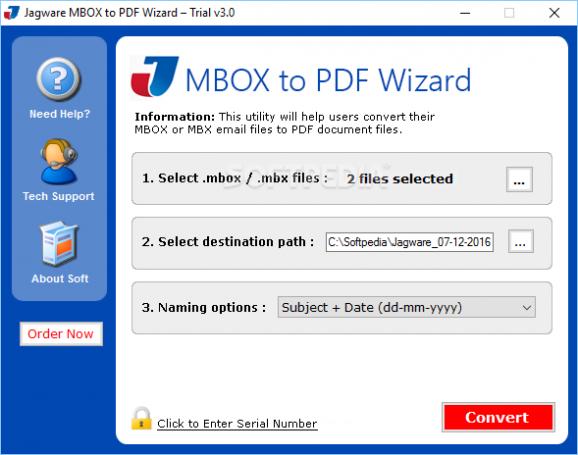 Jagware MBOX to PDF Wizard screenshot