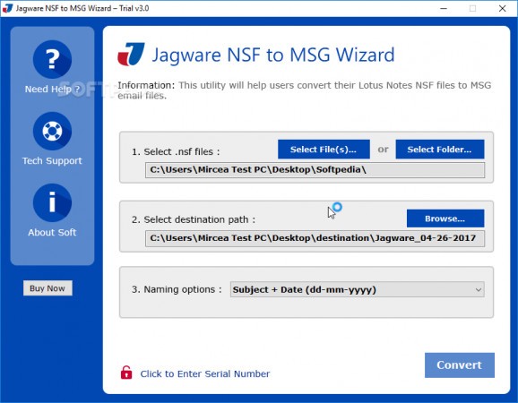 Jagware NSF to MSG Wizard screenshot