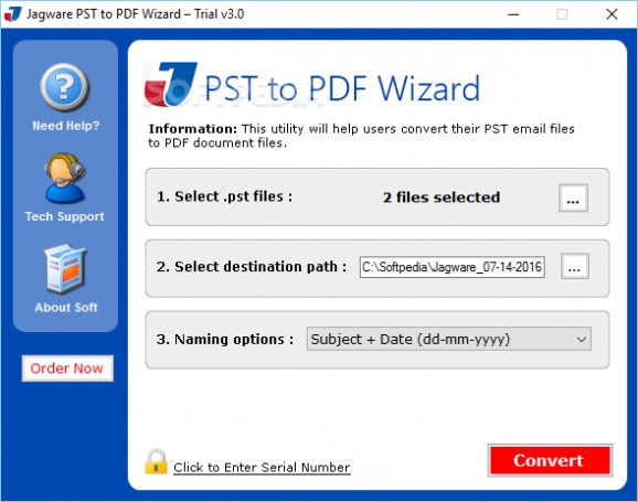 Jagware PST to PDF Wizard screenshot