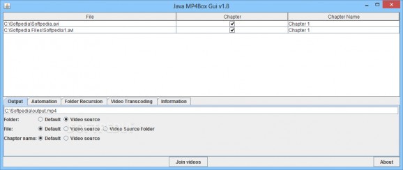 Java MP4Box Gui screenshot
