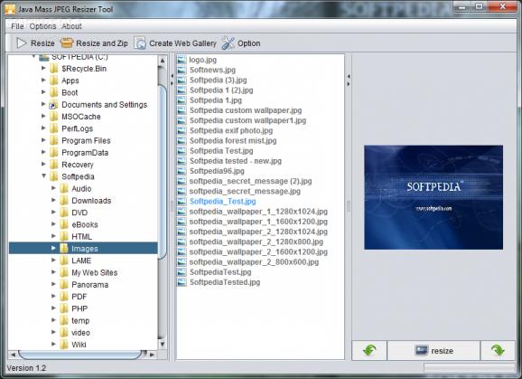 Java Mass JPEG Resizer Tool screenshot