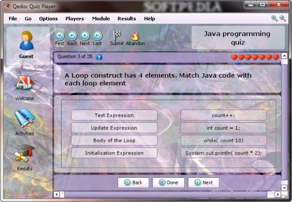 Java programming quiz screenshot