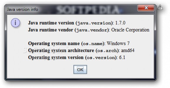 Java version info screenshot