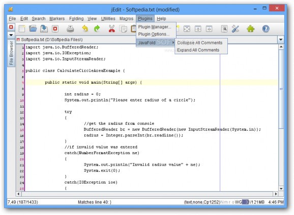 JavaFold For jEdit screenshot