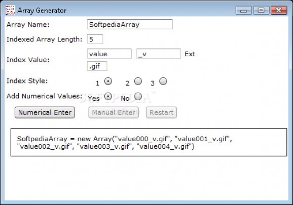JavaScript Array Generator screenshot