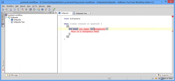 JetBrains YouTrack Workflow Editor screenshot