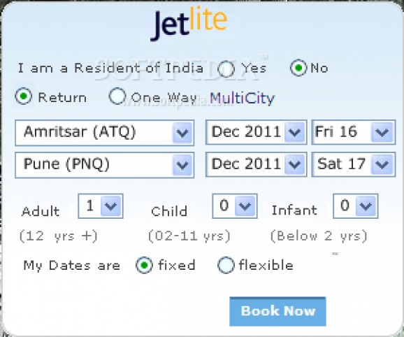 JetLite Travel Search screenshot