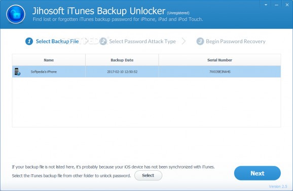 Jihosoft iTunes Backup Unlocker screenshot