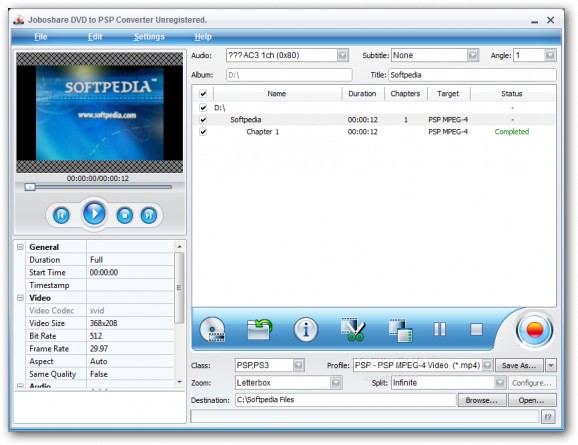 Joboshare DVD to PSP Converter screenshot