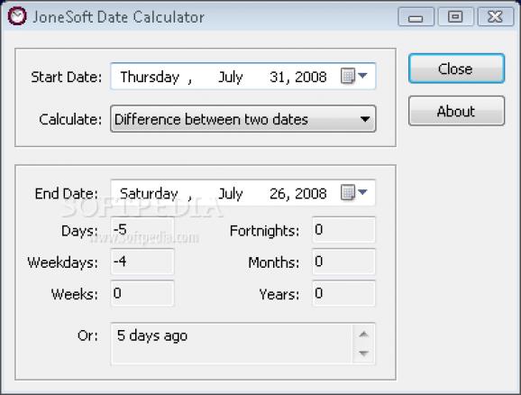 JoneSoft Date Calculator screenshot