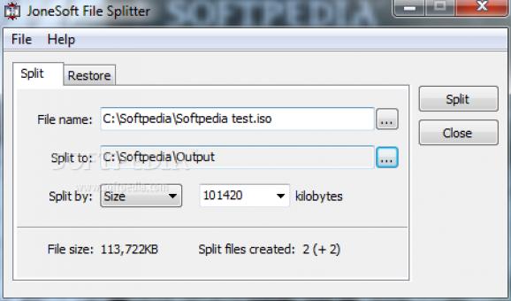 JoneSoft File Splitter screenshot