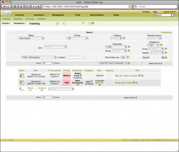 JumpBox for the GLPI IT and Asset Management System screenshot