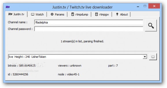 Justin.tv / Twitch.tv live downloader screenshot