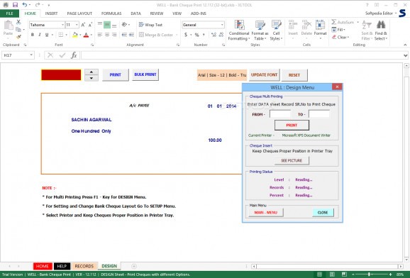 XLTOOL - Bank Cheque Printing Software screenshot