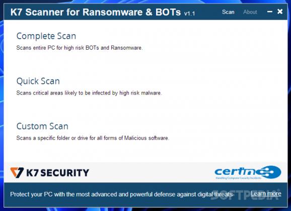 K7 Scanner for Ransomware & BOTs screenshot