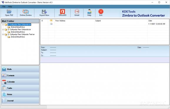 KDETools Zimbra to Outlook Converter screenshot