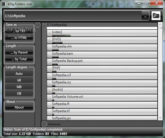 KDG Folders Size screenshot