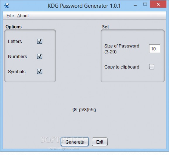 KDG Password Generator screenshot