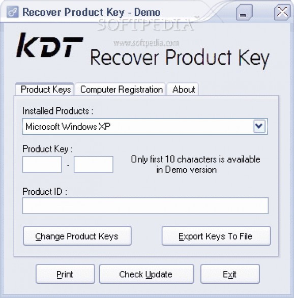 KDT Soft. Recover Product Key screenshot