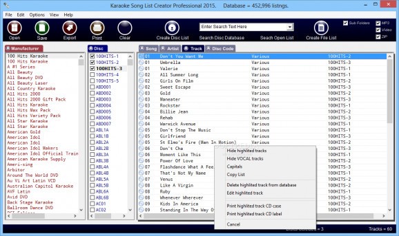 Karaoke Song List Creator Professional screenshot