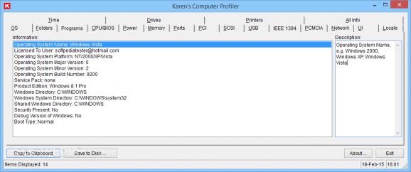 Karen's Computer Profiler screenshot