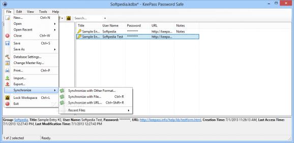 KeePass Sync Other Formats screenshot