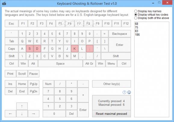 Keyboard Ghosting & Rollover Test screenshot