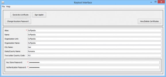 Keytool Interface screenshot