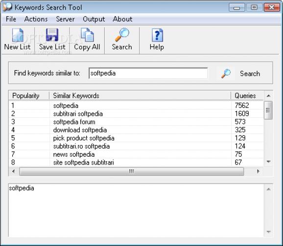 Keywords Search Tool screenshot
