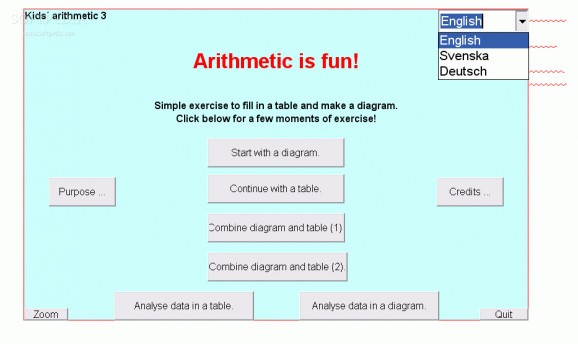 Kids arithmetic diagrams and tables screenshot