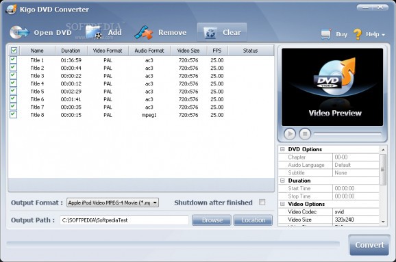 Kigo DVD Converter screenshot
