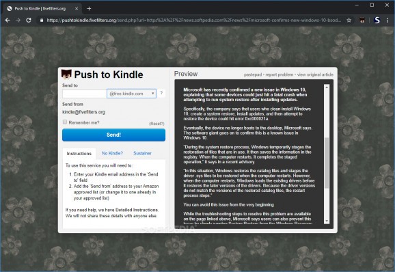 Push to Kindle for Chrome screenshot