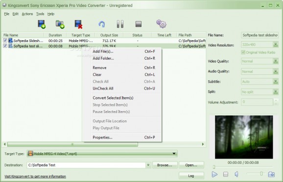 KingConvert Sony Ericsson Xperia Pro Video Converter screenshot