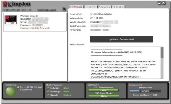 Kingston SSD Manager screenshot