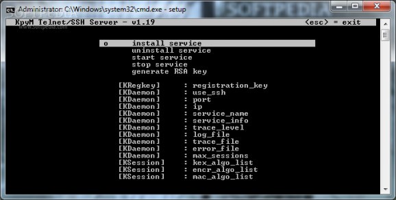 KpyM Telnet/SSH Server screenshot