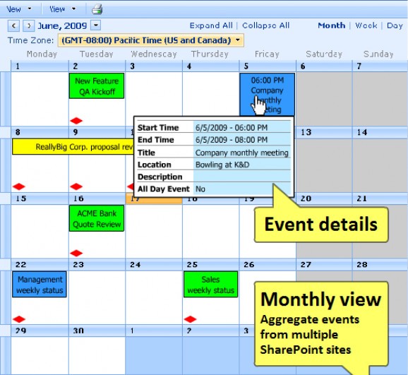 KwizCom SharePoint Calendar Plus Web Part screenshot