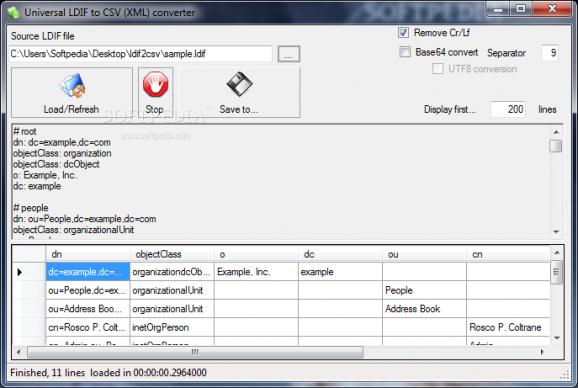 Universal LDIF to CSV (XML) converter (formerly LDIF2CSV) screenshot